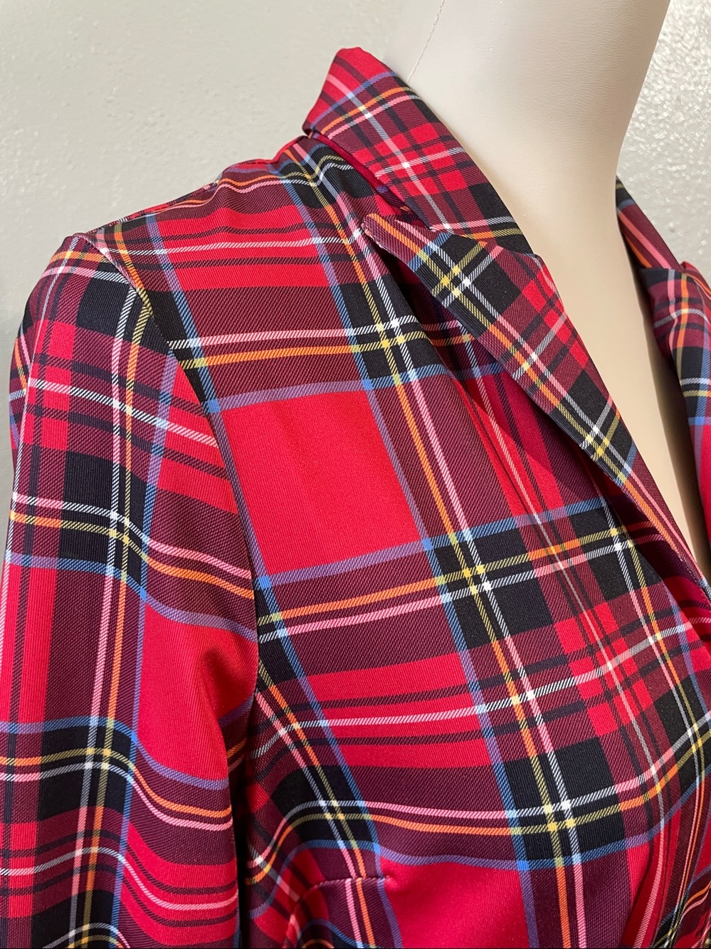 Dark Academia Plaid Shirt Dress Tie Waist Long Sleeve Large Gretchen Scott Paris - Picture 2 of 10